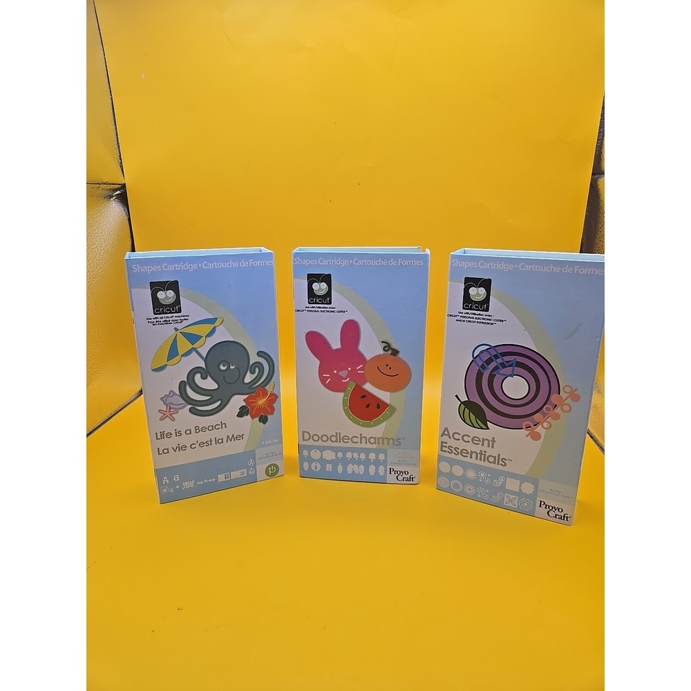 Cricut Cartridge Lot Of Three Life Is A Beach Doodle Charms Accent Essentials
